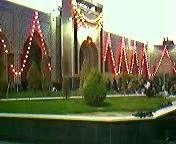 Clip of the courtyard decorated with festive lights for the Persian New Year