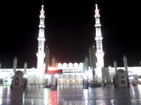 Mosque entrance at night