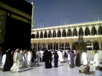 The display case next to the Ka'aba that contains the footprints of Prophet Ibrahim