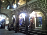A row of traditional shops in a small indoor souk in the old part of San'a